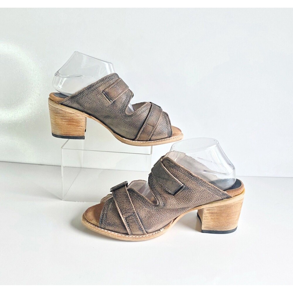 FREEBIRD Caprice Sandals Brown Distressed Leather Women's Sz 10 Heeled Mule - Picture 6 of 13
